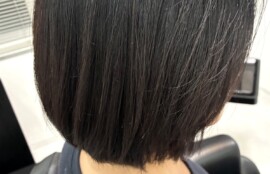 縮毛矯正の仕上がり ツヤのあるストレートボブ 和歌山市の美容室 Hair Salon K2